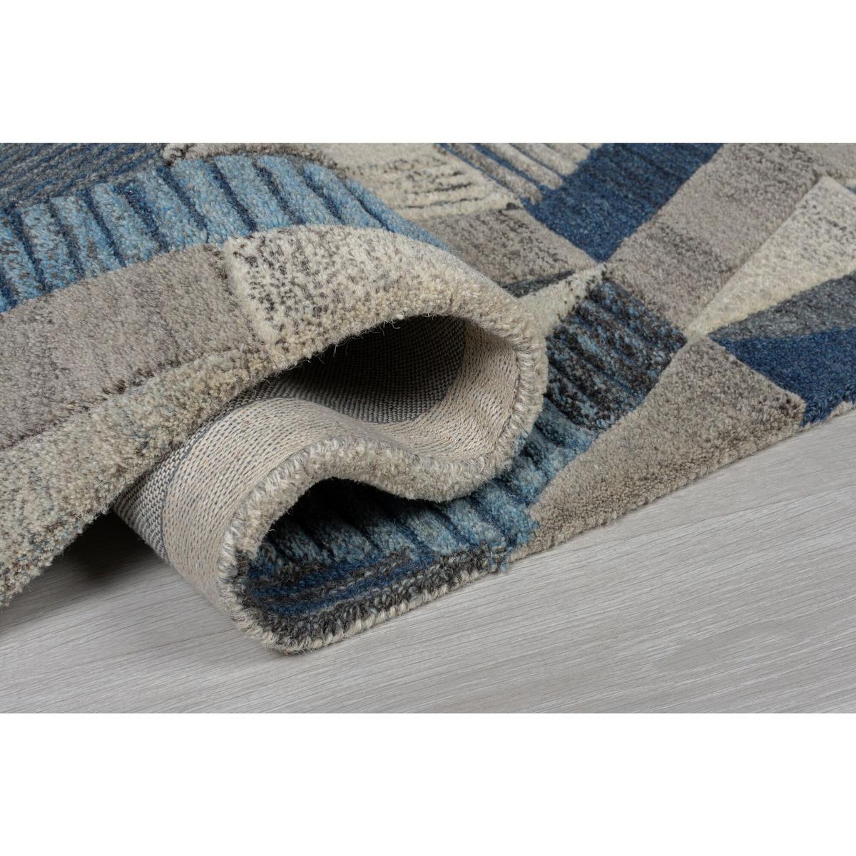 WOLLTEPPICH ESK, geometrisch, Blau, 120 x 170 cm - Blau, Textil (170/120cm) - KADIMA DESIGN