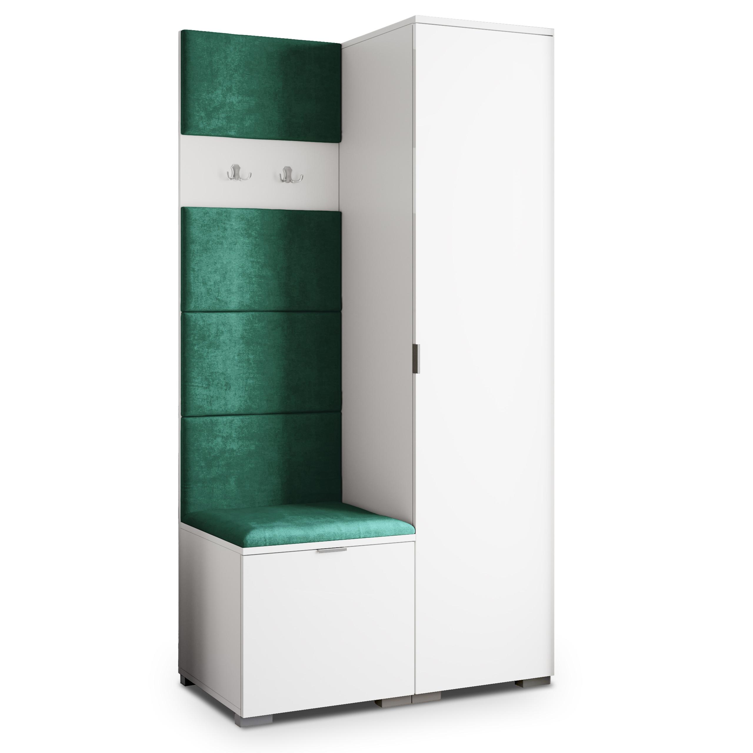 GARDEROBENSCHRANK LORI 95/181/51 cm Modern Garderobe-Set Weiß - Weiß/Grün, Holzwerkstoff (95/181/51cm) - MASSENO