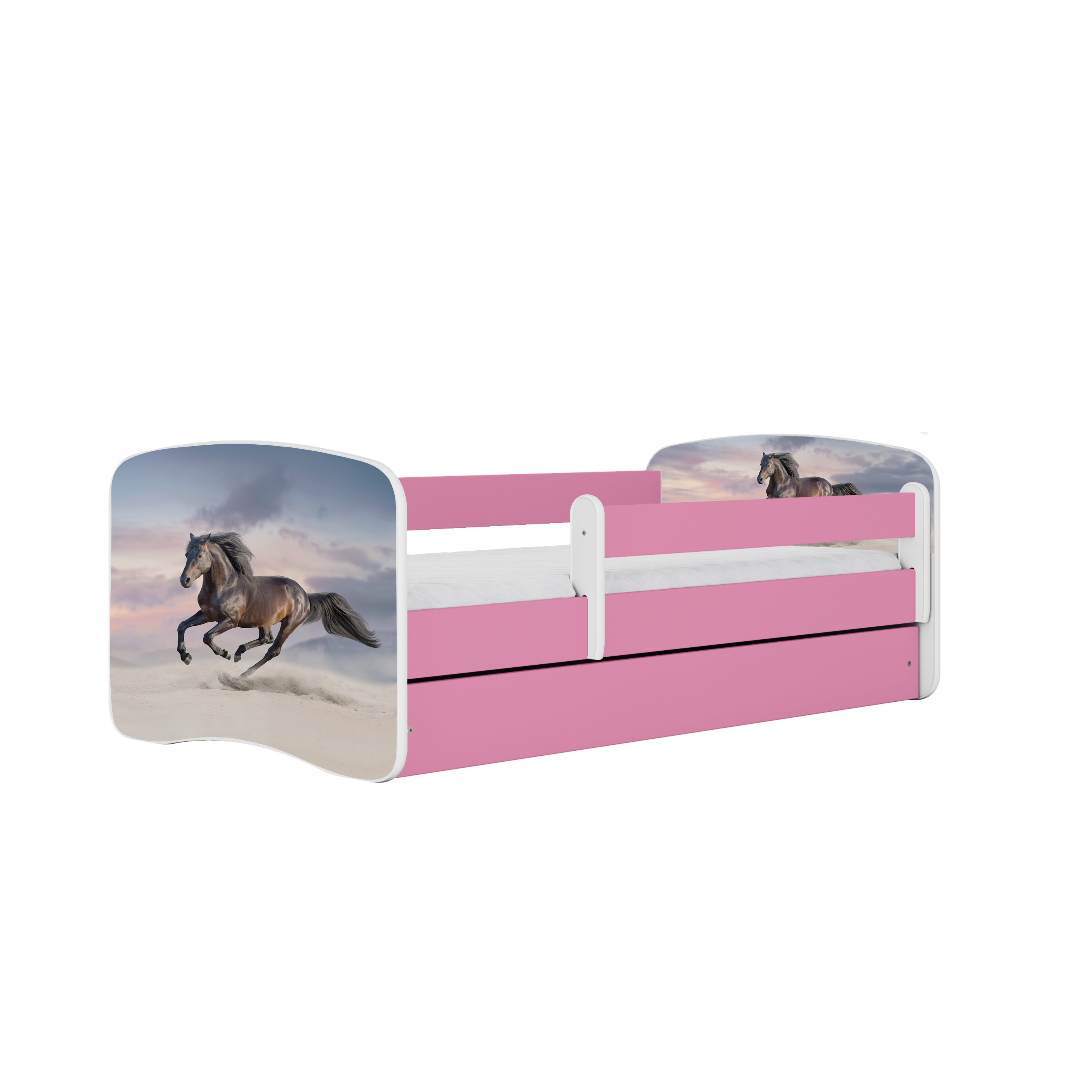 KINDERBETT Pferd im Galopp mit Schublade 180/80 90/61/184 - Rosa, Holzwerkstoff (80/180cm) - RAUMHIRSCH FURNITURE