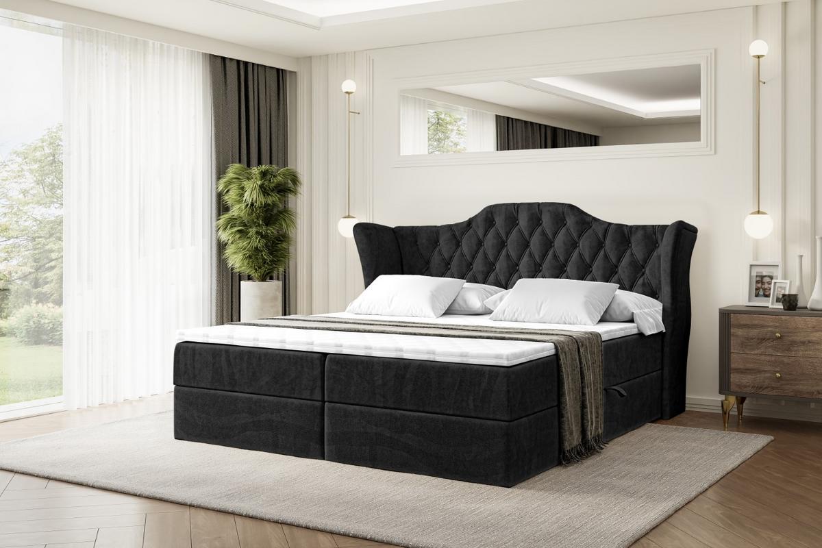 BOXBETT mit Matratze H4 und Lattenrost - VILA - 140x200 cm - H4 - Schwarz - Schwarz, Holzwerkstoff (140/200cm) - ALTDECOR