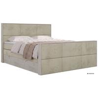 BOXSPRINGBETT DELNOR KING DUO 200/200 - Beige Velvet - Topper Visco - H3 - Beige/Schwarz, Kunststoff/Textil (200/200cm) - MKS