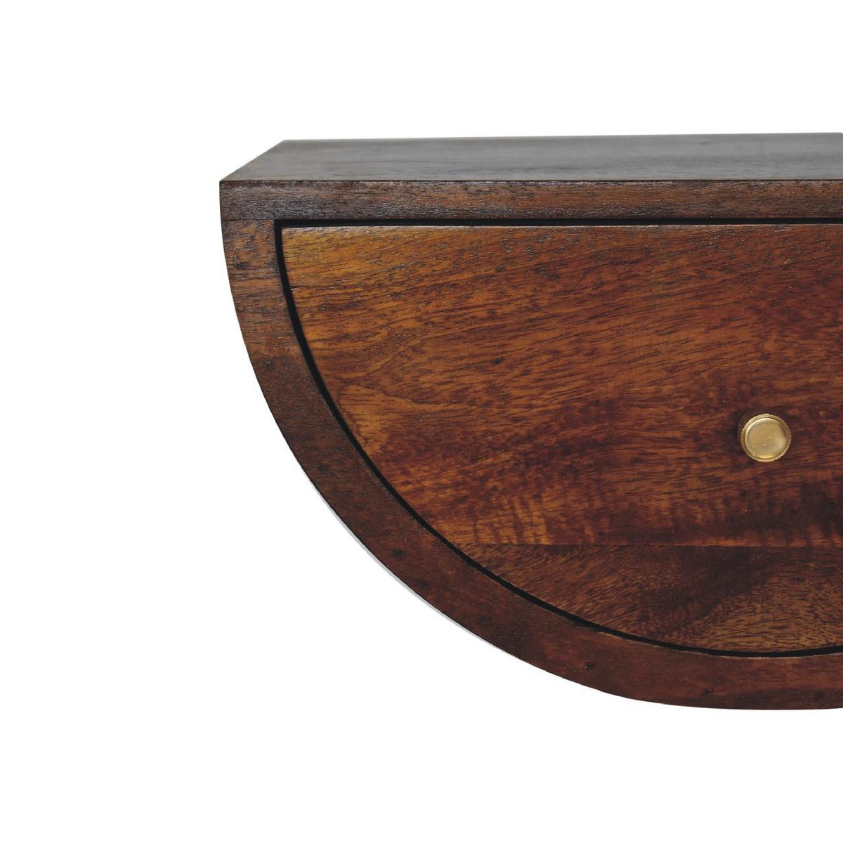 NACHTTISCH Levitate, Wandmontiert, 1 Schublade, Braun - Kastanienfarben/Messingfarben, Holz/Metall (45/23/32cm) - Artisan Furniture