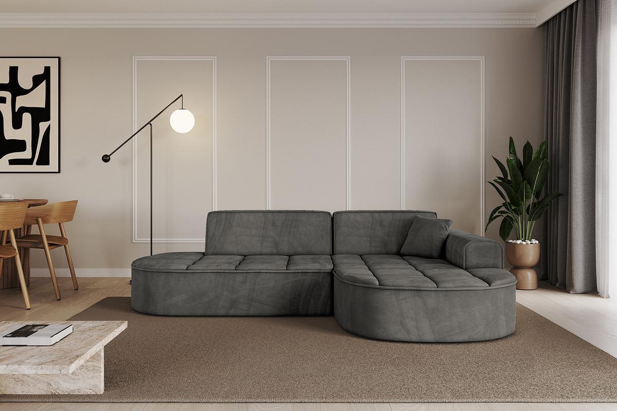 ECKSOFA Ottomane Rechts TARO-L1 - 243x171x79,5 cm Dunkelgrau - Dunkelgrau, Holzwerkstoff/Textil (243/171cm) - ALTDECOR
