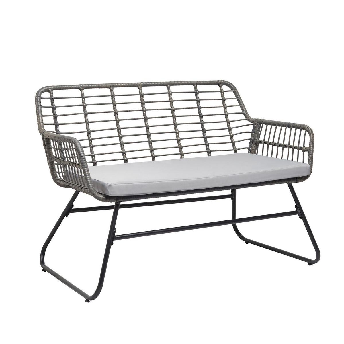 GARTENLOUNGE RIVIERA 4er Set grau/schwarz - Hellgrau/Grau, Metall - IDIMEX