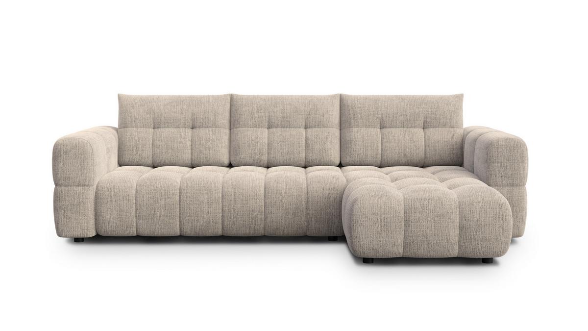 ECKSOFA CLOUDI 4-Sitzer rechts, beige - Beige/Schwarz, Holz/Textil (294/160cm) - Wozimo