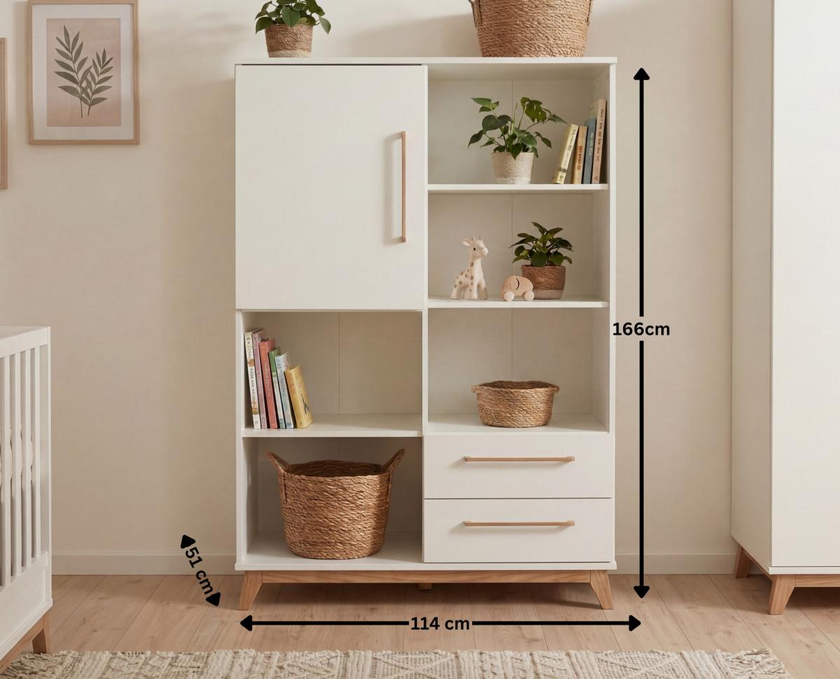 STANDREGAL Lina Soft-Close und Türdämpfung Weiß/Walnuss - Walnussfarben/Weiß, Holz/Holzwerkstoff (114/166/51cm) - arthur berndt