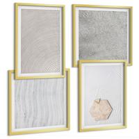 BILDER SET 4er Set - 50x50 cm & 40x60 cm Goldrahmen - Leichte Boho-Sandtexturen - Goldfarben, Kunststoff (50/50cm) - TULUP