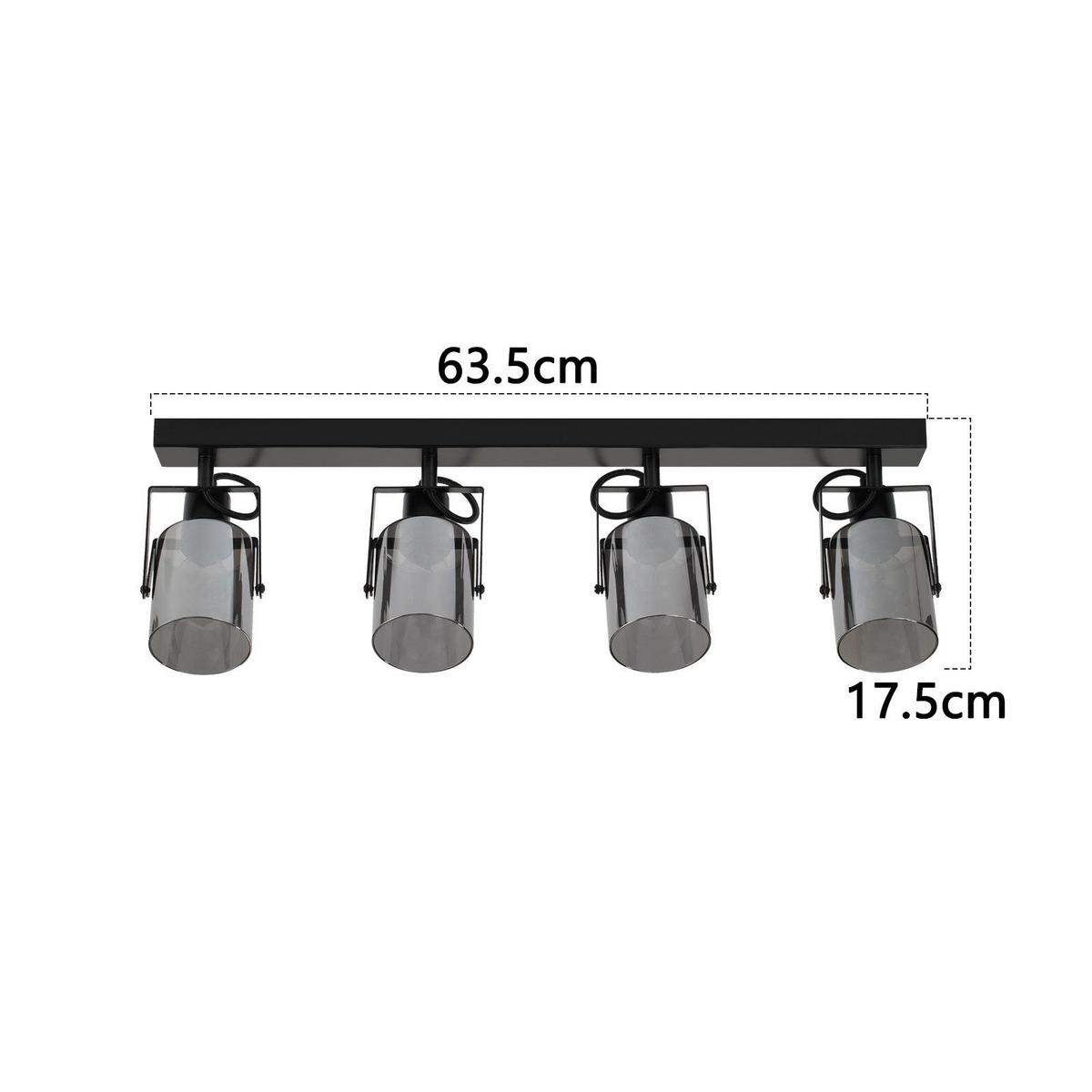 DECKENSTRAHLER Minden 4-flammig 63.5/9.5/18 cm - Schwarz, Metall (63.5/9.5/18cm) - Nettlife