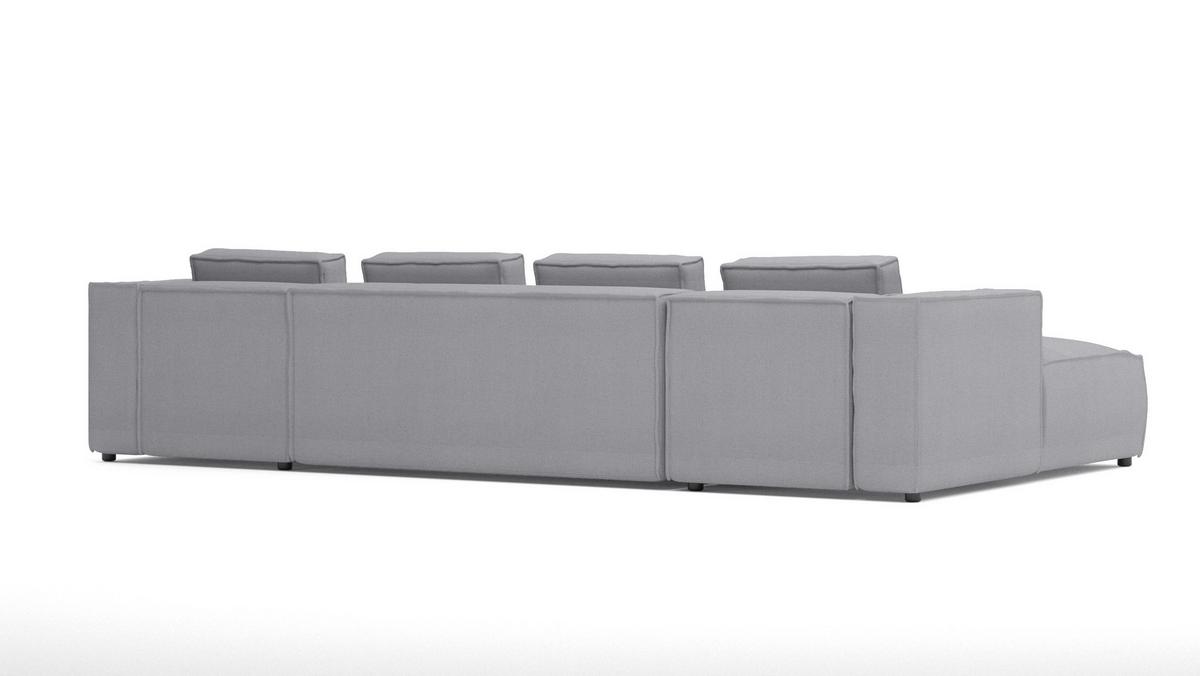 WOHNLANDSCHAFT Zenith Grau Luxusmicrofaser - Schwarz/Grau, Holz/Kunststoff (327/64/176cm) - S-Style