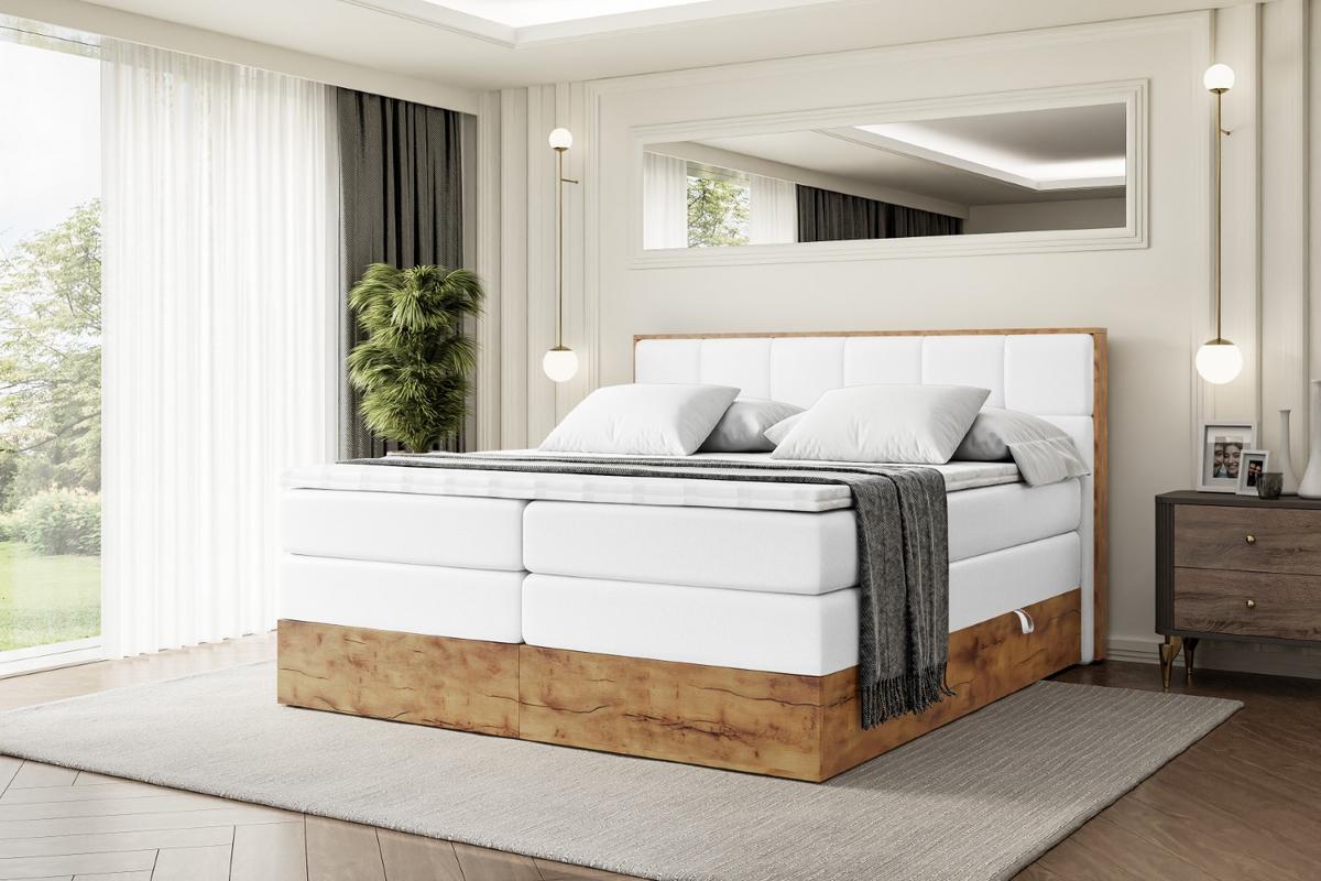 BOXSPRINGBETT mit Matratze H3|H4 und Lattenrost - LOLLI7 KING-120x200 - Weiß - Weiß, Holzwerkstoff (120/200cm) - ALTDECOR