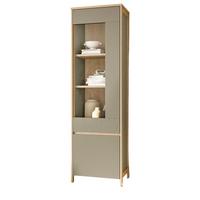 VITRINE Salbei grün, Eiche 58 cm, Vitrinenschrank mit Soft-Close - Salbeigrün/Eichefarben, Glas/Holzwerkstoff (58/195/39cm) - Furn.Design