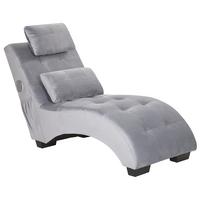 CHAISELONGUE Samtstoff Grau Simorre - Hellgrau, Textil (157/82/66cm) - Beliani