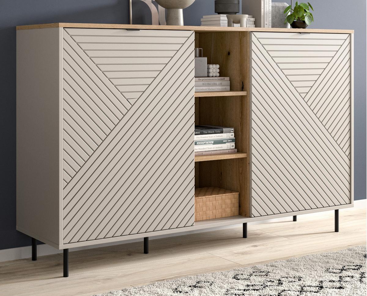 SIDEBOARD Kaschmir, Evoke Eiche 154 x 95 cm, Kommode in modernem Design - Kaschmir/Eichefarben, Holzwerkstoff/Metall (154/95/40cm) - Inn.Furn
