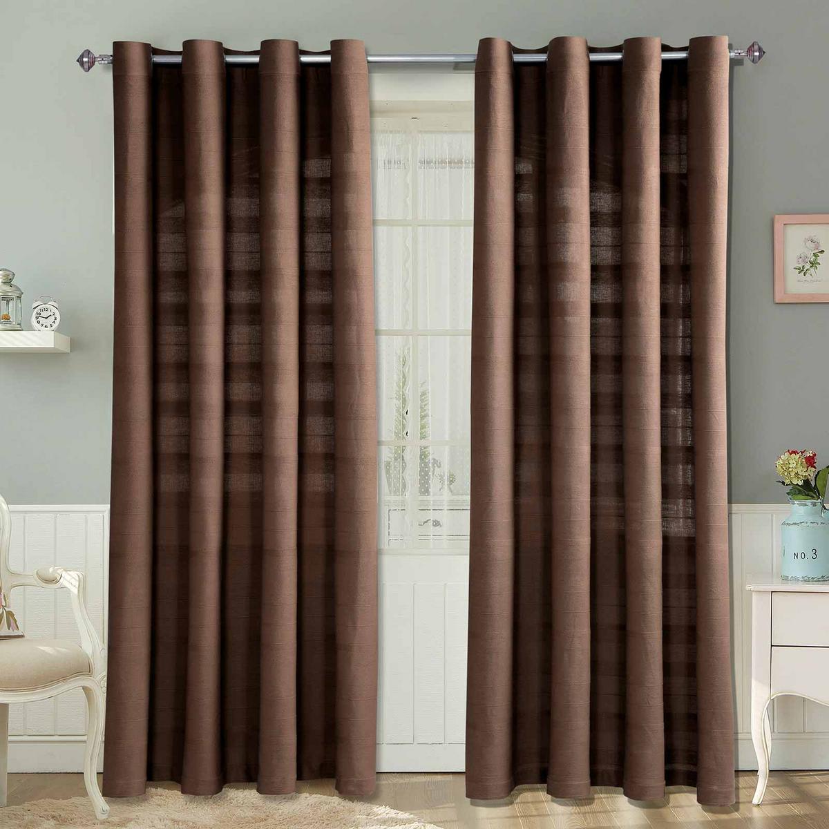 ÖSENVORHANG Rajput blickdicht 2er-Set, 167/228 cm - Braun, Textil (167/228cm) - Homescapes