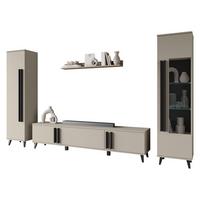 WOHNWAND Helsinki II - Beige/Schwarz, Holzwerkstoff/Kunststoff (180/70/33cm) - MIRJAN24