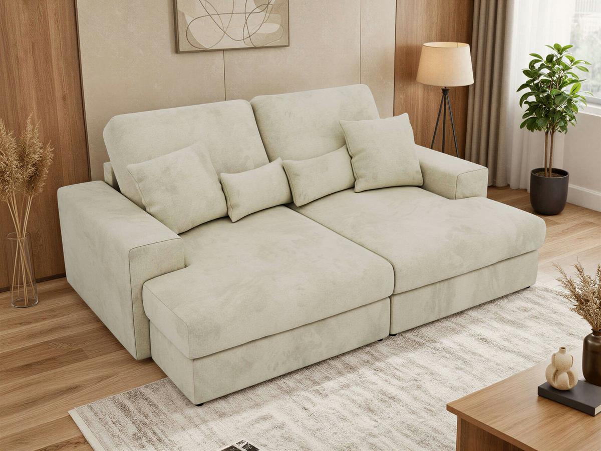 4-SITZER SOFA ANERA - Beige Velvet - Beige/Schwarz, Kunststoff/Textil (248/107/163cm) - MKS