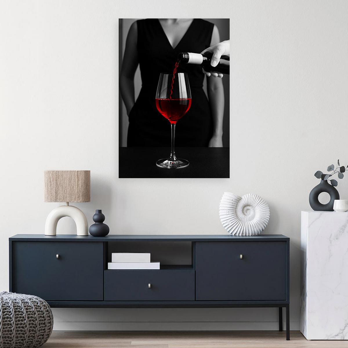 LEINWANDBILD Frau Rotwein 80x120cm - Schwarz, Textil (80/120cm) - Feeby