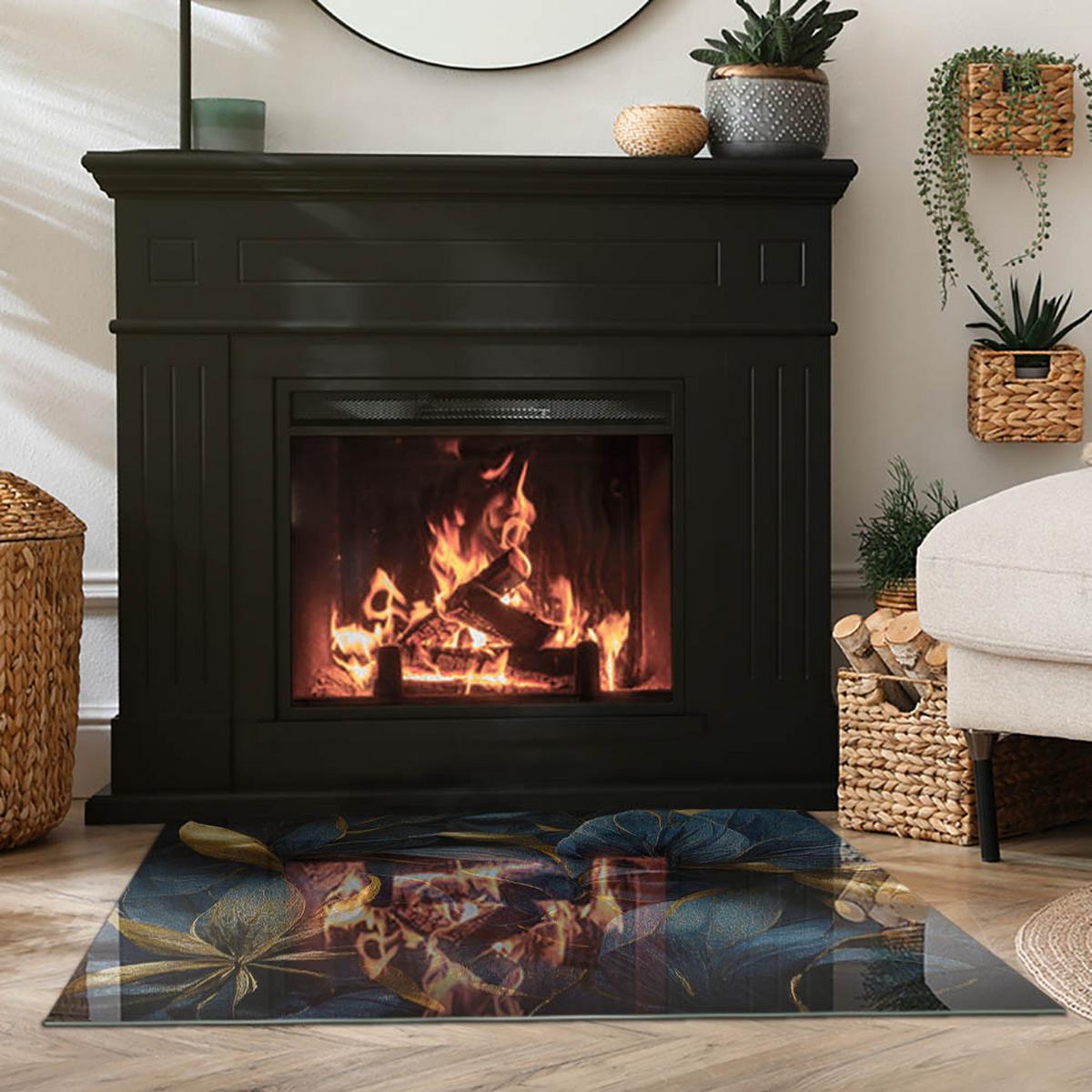 GLASPLATTE für Kamin 100x70 cm - Dunkelblau, Glas (100/70/0.4cm) - TULUP