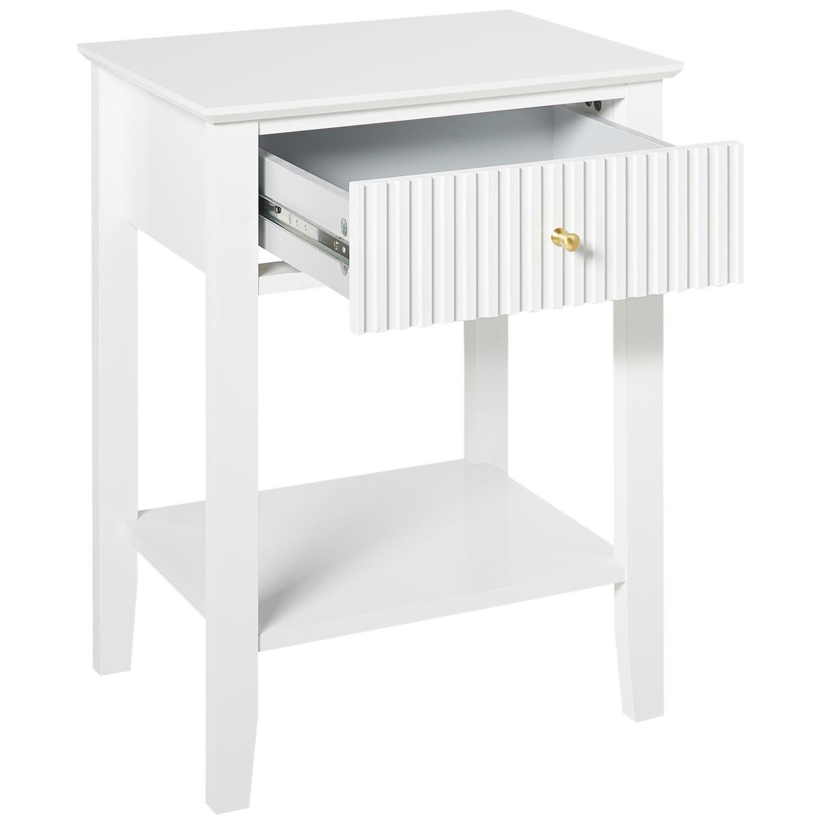 NACHTTISCH mit 1 Schublade Weiß Assisi - Weiß, Holzwerkstoff (35/48/62cm) - Beliani
