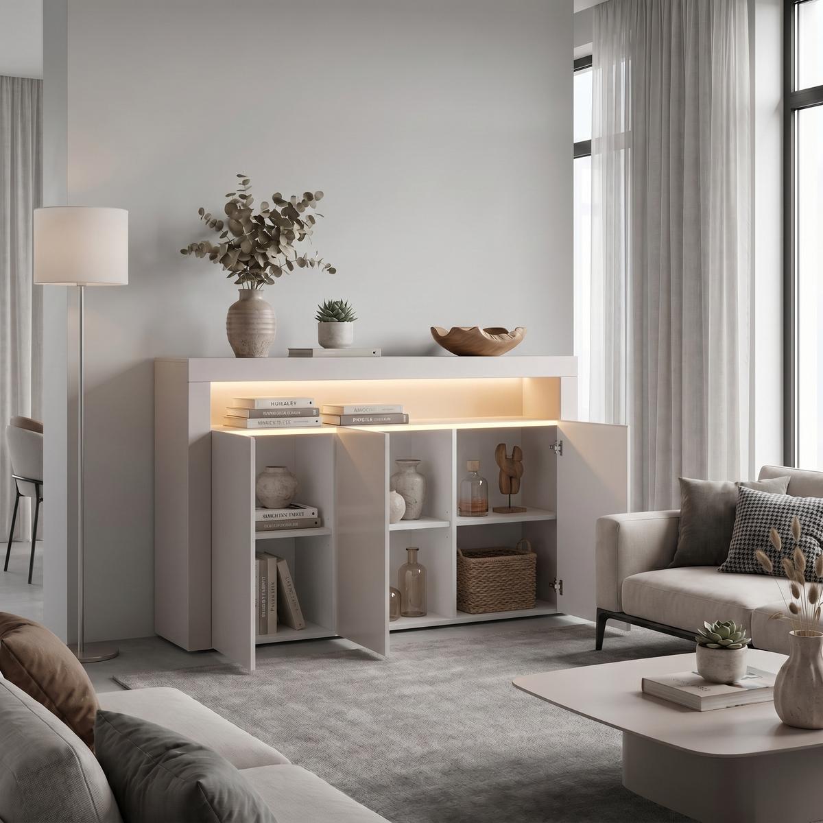 SIDEBOARD Valencia Cashmere / Cashmere - Kaschmir, Holzwerkstoff (155/92/40cm) - Vladon