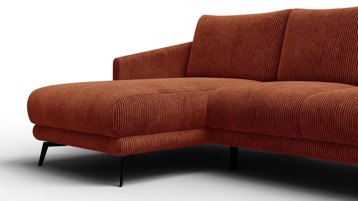 ECKSOFA VILT 3-Sitzer, orange - Schwarz/Orange, Holzwerkstoff/Textil (221/156cm) - Wozimo