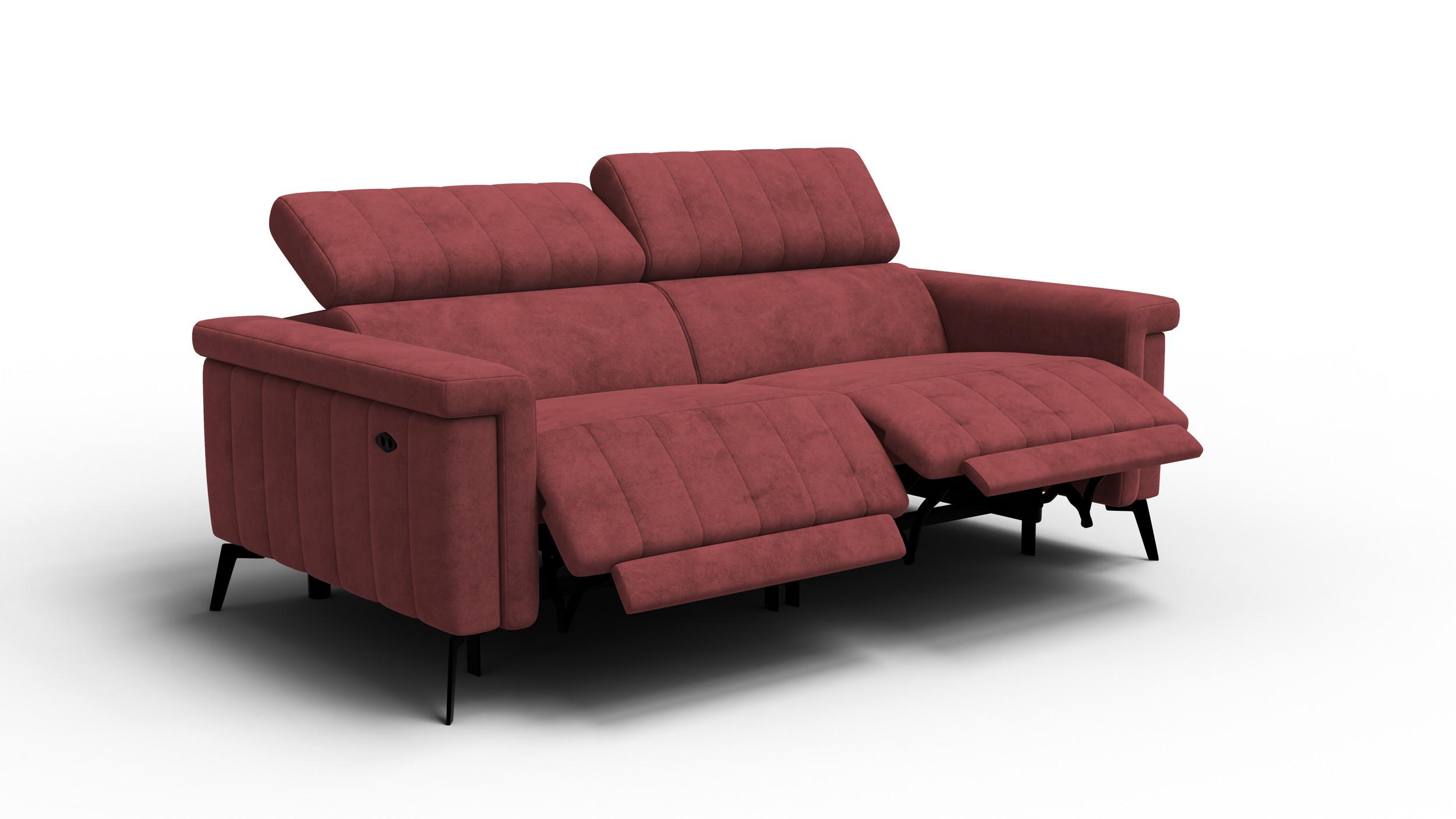 RELAXSOFA NORDEL 3-Sitzer, bordeaux - Bordeaux/Schwarz, Holz/Textil (194/80/105cm) - Wozimo