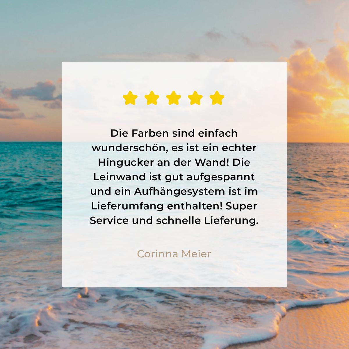 LEINWANDBILD Sonnenuntergang - Strand - Meer - Sommer - Blau Wandbild 40x30 cm - Multicolor, Textil (40/30cm) - MuchoWow