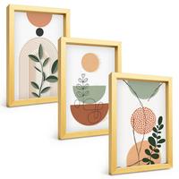 BILDER SET 3er Set - 20x30 cm Goldrahmen - Abstrakte Pflanzenformen - Goldfarben, Kunststoff (20/30cm) - TULUP