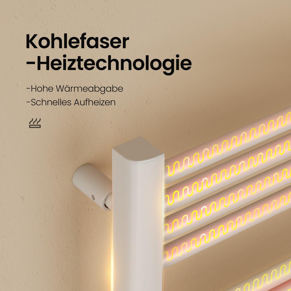 HEIZKÖRPER Elektrischer Handtuchhalter Weiß 75/40/4,3 cm - Weiß, Metall (40/75/4.3cm) - EMKE