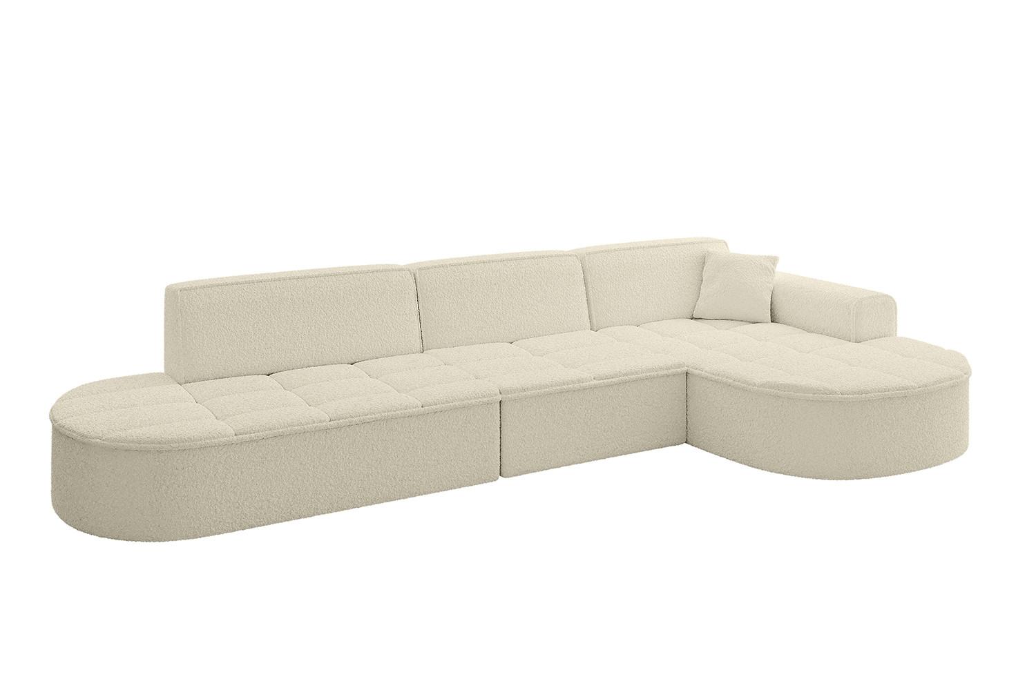 ECKSOFA Ottomane Rechts TARO-L2 - 328x171x79,5 cm Beige - Beige, Holzwerkstoff/Textil (328/171cm) - ALTDECOR