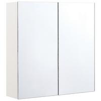 BAD SPIEGELSCHRANK weiß/silber 60/60 cm Navarra - Silberfarben/Weiß, Holz (60/60/14cm) - Beliani