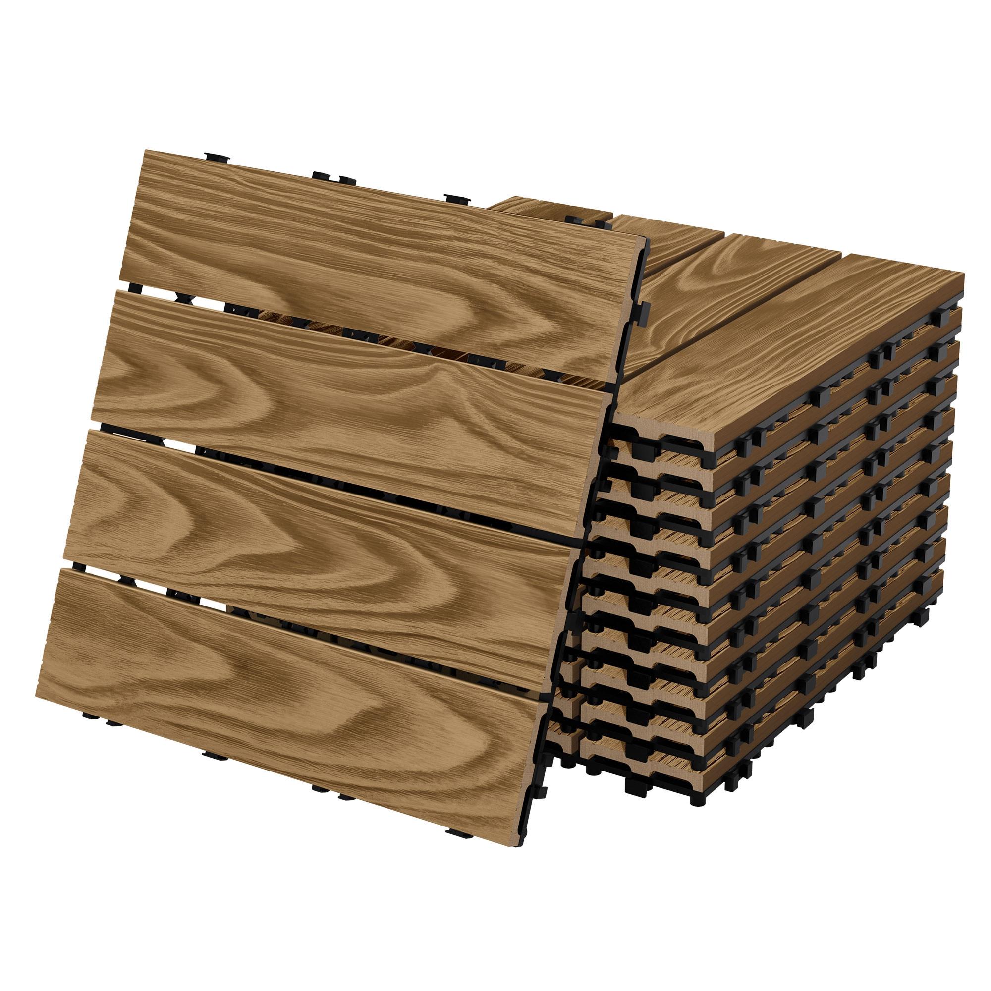 TERRASSENFLIESE Teak 11 Stück - Alteiche, Holzwerkstoff (30/30/2cm) - ML-DESIGN