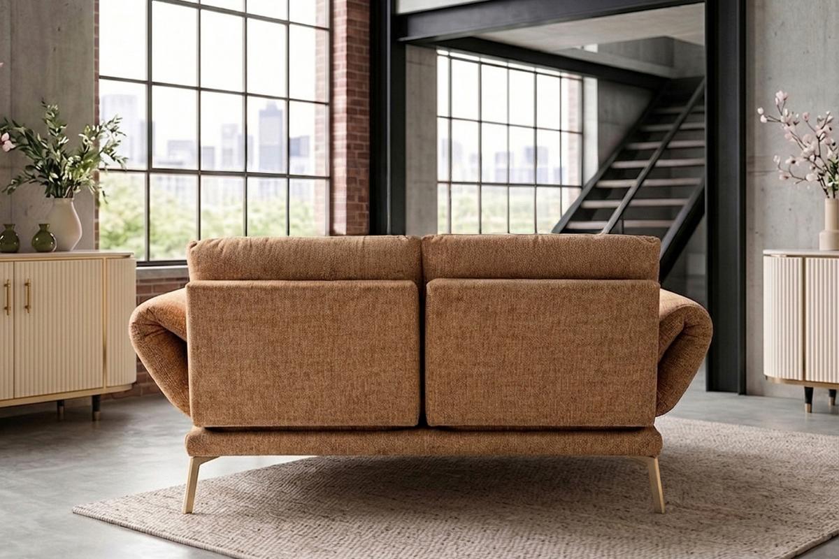 SOFA HOLLY Braun Flachgewebe - Braun, Textil/Metall (176/90/92cm) - KAWOLA