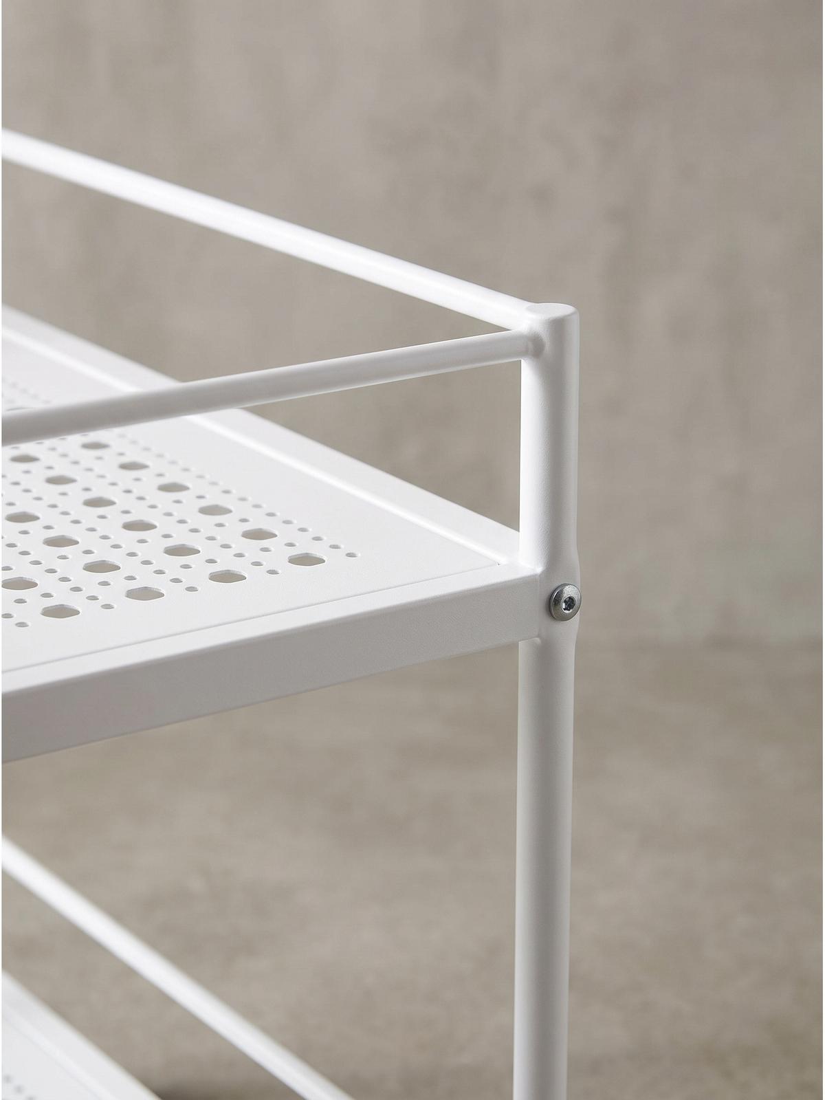 SERVIERWAGEN ALCUDIA, Eisen, mit Ablagen, mit Gitterstruktur, Weiß, 79 x 45 x 83 cm - Weiß, Metall (79/83/45cm) - KADIMA DESIGN