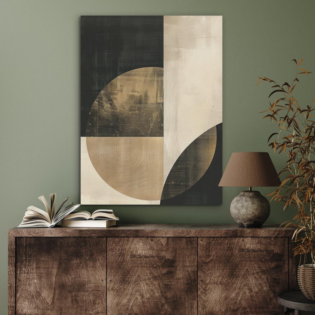 AKUSTIKBILD Abstrakt - Geometrische Formen - Schwarz - Gold Wandbilder 60x80 cm - Ecru, Kunststoff (60/80/0.9cm) - MuchoWow