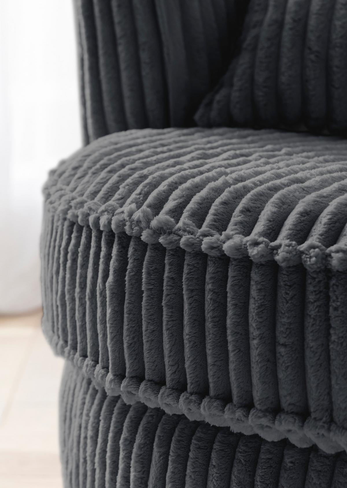 BIG-SESSEL Mega Cord grau Ø 95 cm 360° drehbar, inklusive Kissen - Grau, Holz/Kunststoff (95/77/95cm) - Furn.Design
