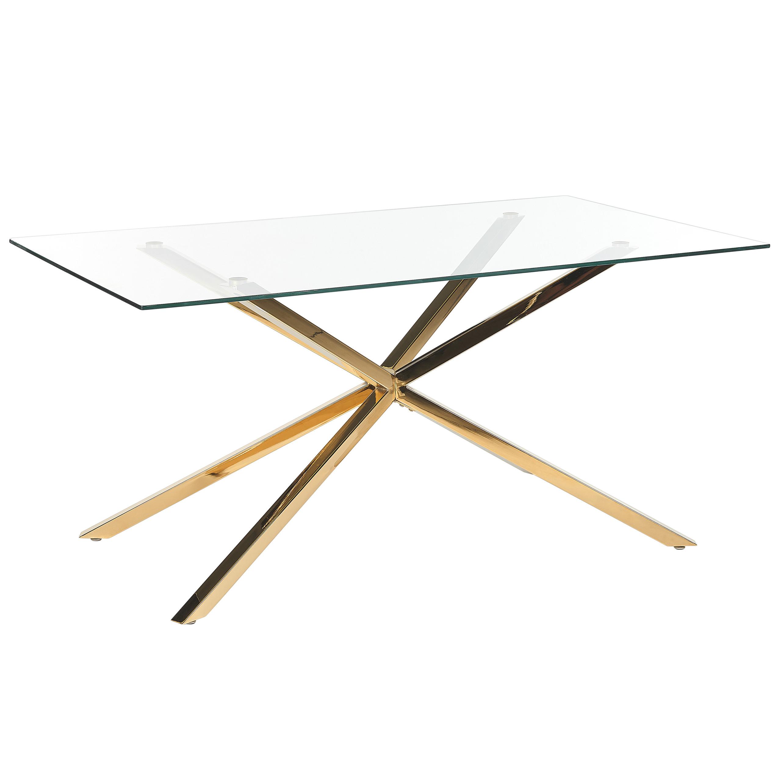 ESSTISCH 160/90/75 cm Transparent, Goldfarben Rechteckig Cora - Transparent, Glas (160/90/75cm) - Beliani