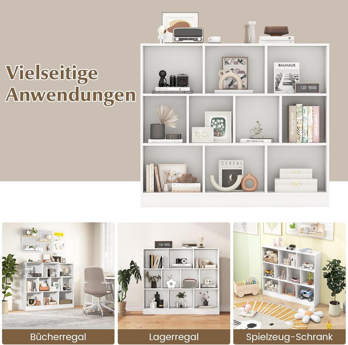 BÜCHERREGAL Weiß - Weiß, Holzwerkstoff (120/104/24cm) - COSTWAY
