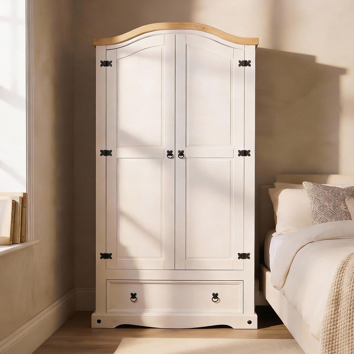 KLEIDERSCHRANK CAMPO weiß/braun - Weiß/Braun, Holz (100/190/51cm) - IDIMEX