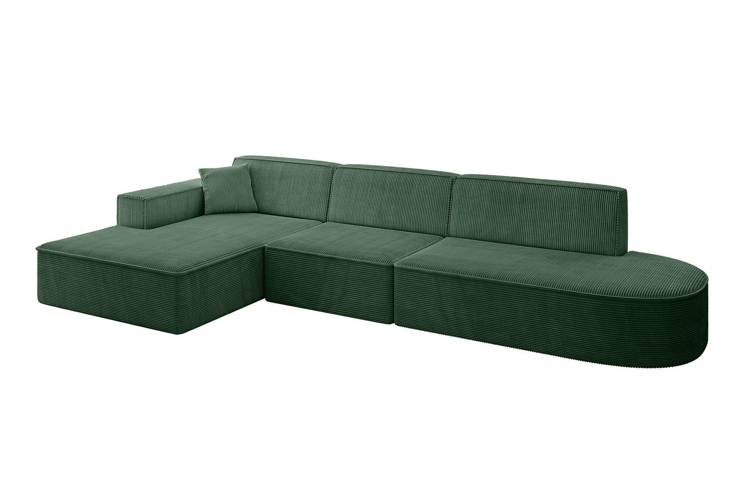 ECKSOFA Ottomane Links IREA-L2-v4 - 327x165x77 cm Grün - Currygelb, Holzwerkstoff/Textil (327/165cm) - ALTDECOR