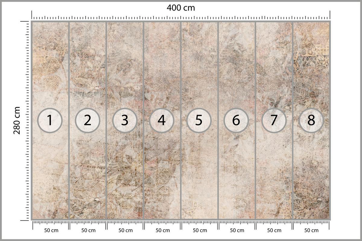 FOTOTAPETE Abstraktion Mosaik Ornamenten Beton 400x280 - Beige/Braun, Papier (400/280cm) - Muralo