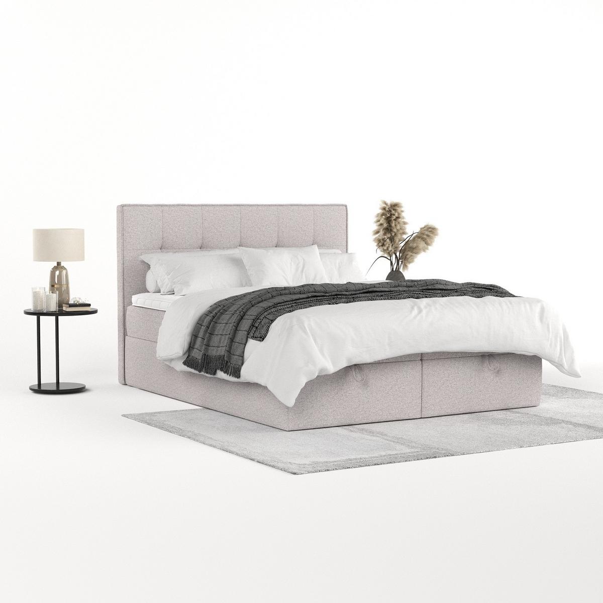 BOXBETT Tivra 160/200 cm Beige im Riva Stoff - Beige/Schwarz, Holz/Holzwerkstoff (160/200cm) - AltaBeds