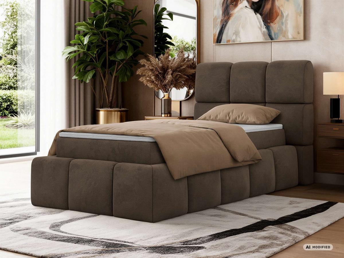 BOXBETT NIRA 90/200 - Braun Velvet - Topper T25 - H3 - Schwarz/Braun, Kunststoff/Textil (200/90cm) - MKS