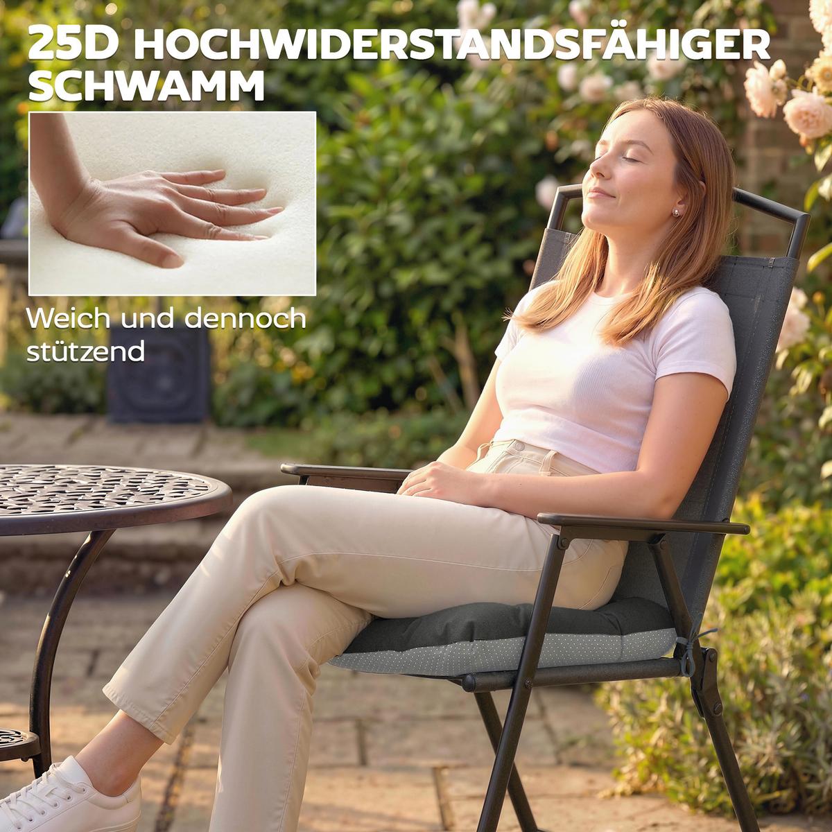 OUTDOOR-SITZKISSEN 4ER-SET aus Polyester Dunkelgrau - Dunkelgrau, Textil (39.5/39.5/10cm) - Outsunny