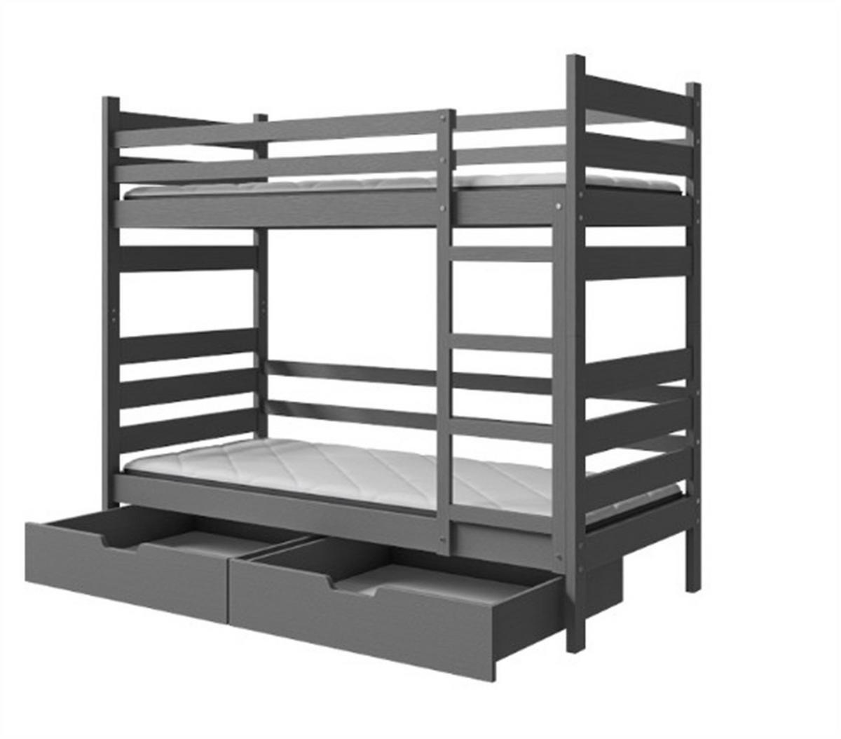 ETAGENBETT DRAKO mit Bettkasten 80x190 cm Anthrazit - Anthrazit, Holz (80/190cm) - MASSENO