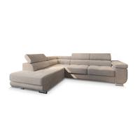 ECKSOFA APIRO L-S Beige Kordstoff mit Schlaffunktion - Beige/Silberfarben, Holz/Textil (276/202cm) - MASSENO