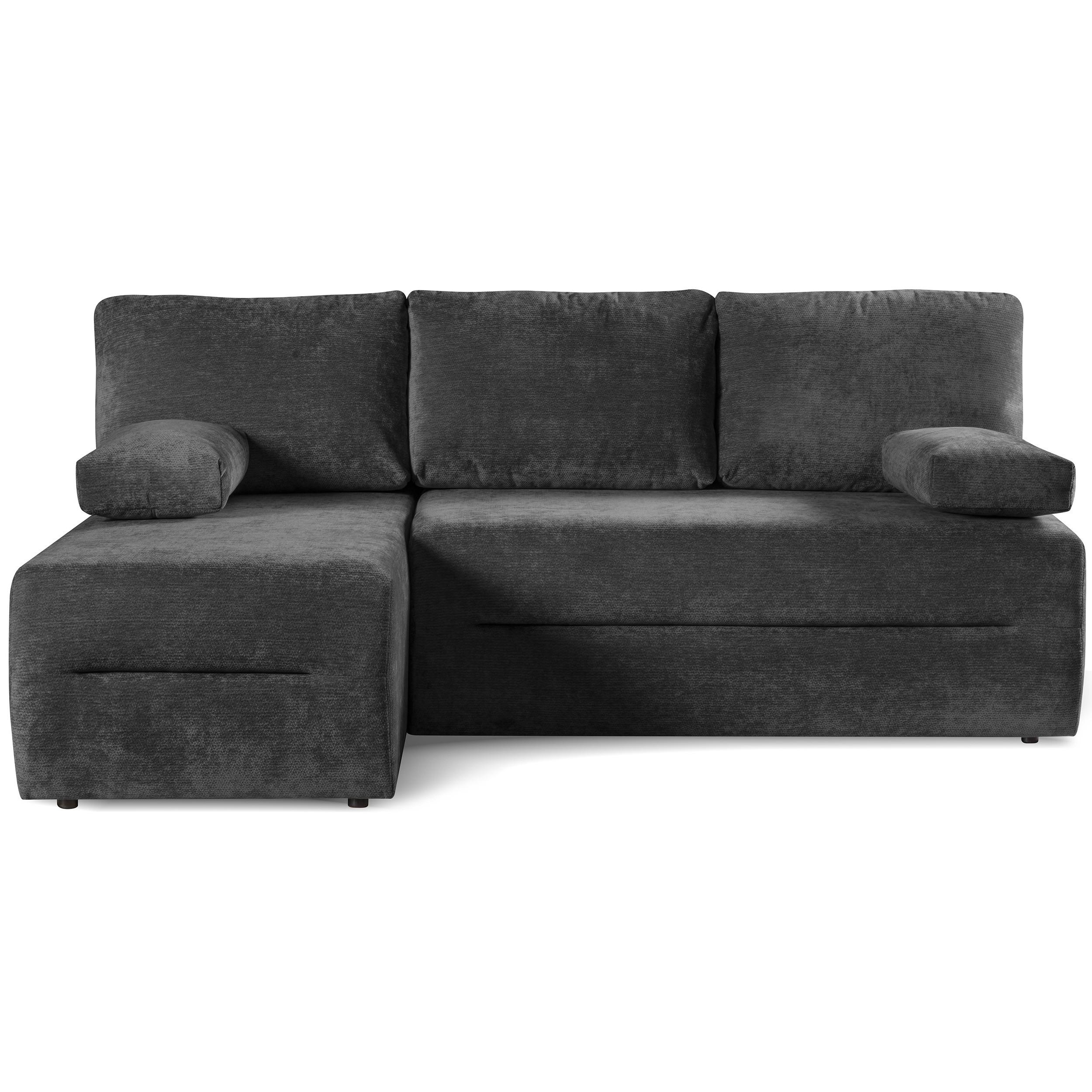 ECKSCHLAFSOFA Liana mit Schlaffunktion und Bettkasten, Links, Dunkelgrau - Dunkelgrau, Textil (206/154cm) - Beautysofa
