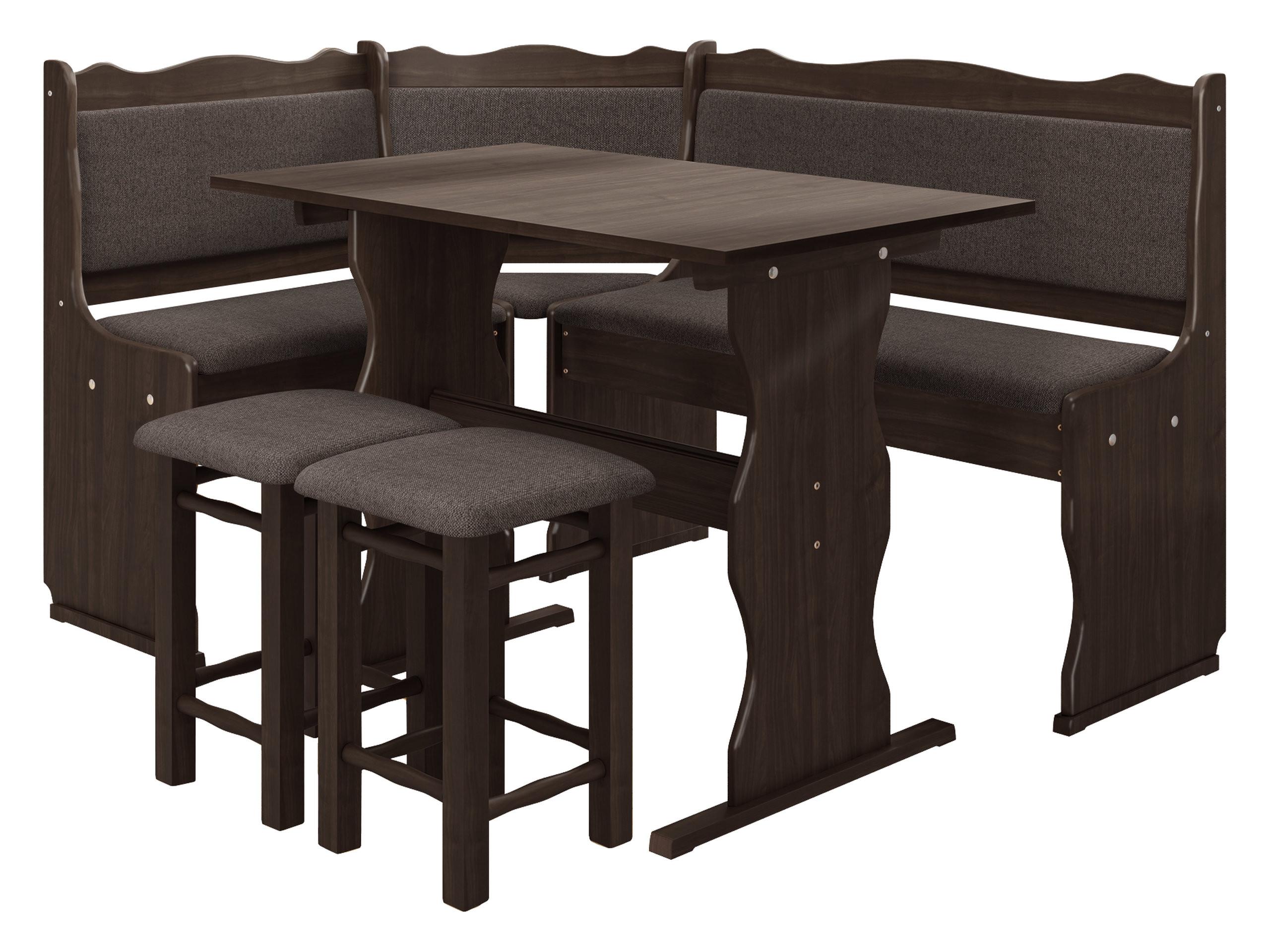 ECKBANKGRUPPE Mini - Dunkelbraun/Nussbaumfarben, Holz (145/87/105cm) - MIRJAN24