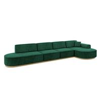 ECKSOFA Ottomane Rechts MARI-L3-v2 - 413x171x83 cm Grün Velours - Grün, Holzwerkstoff/Textil (171/413cm) - ALTDECOR