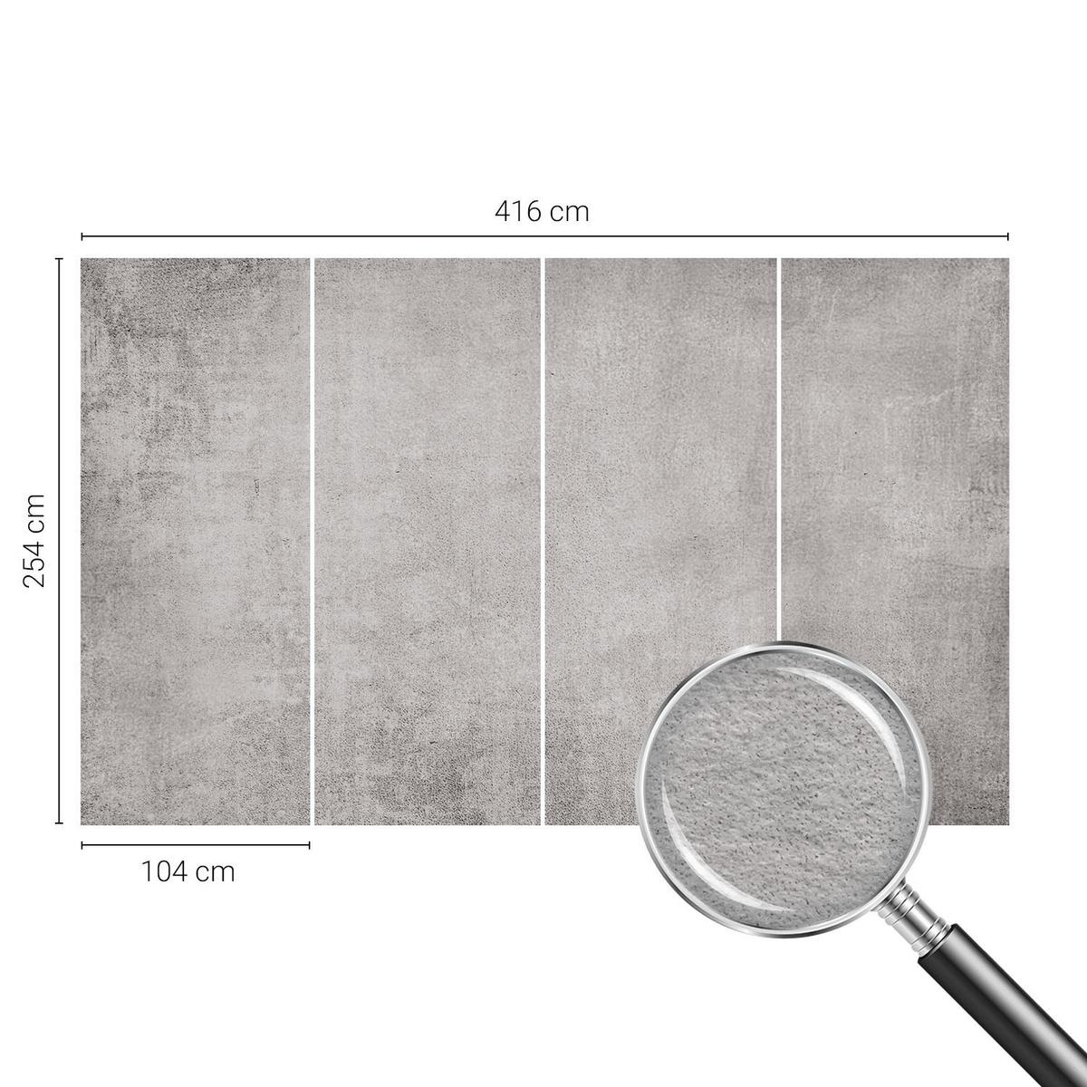 FOTOTAPETE 416x254 cm - Betonmuster - Grau, Textil (416/254cm) - Wallfluent